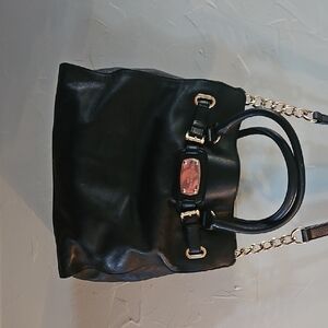 MICHAEL Michael Kors Black Shoulder Bag with Gold Accents